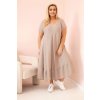 Fashionweek dámske šaty s krátkym rukávom a volánom z ľahkej viskózy K21682 cappuccino