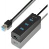 AXAGON HUE-S2BL, 4x USB 3.0 CHARGING hub, micro USB nap. konektor, kábel USB-A 1.2m