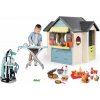 Set domček s reštauráciou a obchodom s hamburgermi Chef House Life Smoby rozšíriteľný a upratovací vozík so žehliacou doskou a vaflovač