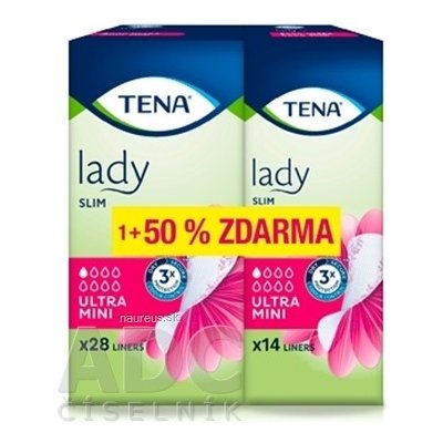Essity TENA Lady SLIM ULTRA MINI absorpčné vložky 28 ks + (50% zadarmo - 14 ks) (42 ks) (inov. 2020), 1x1 set