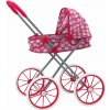 LEAN Toys 17740 Skladací kočík pre bábiky s veľkými kolesami, ružový so srdiečkami