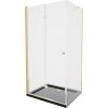 MEXEN/S - Lima sprchovací kút zalamovacie dvere 100 x 90, transparent, zlatý + Flat čierna vanička so sifónom 856-100-090-50-00-4070G