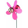 Dekoratívny záhradný zápich Fun Spinner lienka s ružovým veterníkom, 49 cm, 1 ks