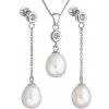 Evolution Group Strieborná perlová sada so zirkónmi Pavona 29005.1 AAA biela (náušnice, retiazka, prívesok)