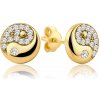 MINET Zlaté náušnice kolieska s bielymi zirkónmi Au 585/1000 1,40g