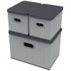 HomeLife Úložný box s vekom súprava 3 ks - sivá - 5103