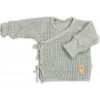 Dojčenský svetrík rastúci na zaväzovanie na boku šedý