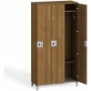 Drevená šatníková skrinka na nohách, 3 dvere, 1750 x 900 x 400 mm, otočný zámok, orech