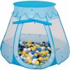 Selonis Hrací stan 105X90cm/200 loptičiek Hradný domček Pop Up Ballpit Plastové loptičky pre deti, Modrá:Čierna-Biela-Šedá-Modrá-Žltá