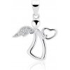 ADANITO SLP713 - Strieborný prívesok anjel so srdiečkom a zirkónmi
