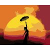 zuty Maľovanie podľa čísel - Žena s dáždnikom a západ slnka, 50x40 cm, vypnuté plátno na rám (8596530025856)