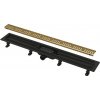 Alcadrain APZ10BLACK-850BRASS - Podlahový žľab s okrajom pre perforovaný rošt, mosadz