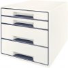 Leitz LEITZ CUBE WOW Schubl. Box perlweiss mit 4 Schubladen, robust und stabil in ansprechendem 2-farbigem WOW Design in hochglanz - 52132001