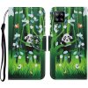 Peňaženkové kožené puzdro DRAWING na Samsung Galaxy A22 4G - Panda