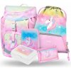 BAAGL 5 SET Airy Rainbow Unicorn: batoh, penál, sáček, peněženka, box