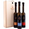 Marsen Darčekový Set Drevo Marhuľovica Slivovica Jablkovica 42,3% 3 x 0,5l (drevená kazeta s 3 fľašami)