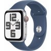 Apple Watch SE GPS + Cellular, 40mm stříbrné hliníkové pouzdro s džínovým sportovním páskem – velikost M/L