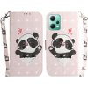 Peňaženkové 3D puzdro HORIZONTAL na Xiaomi Redmi Note 12 5G - Srdce a panda