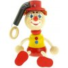 Klaun s klobúkom na pružine – drevená závesná hračka