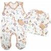 Baby Nellys 2-dielna sada bavlnené dupačky s košieľkou Safari cream