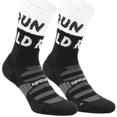 Kiprun Bežecké ponožky Run900 Run Wild po lýtka hrubé bielo-čierne