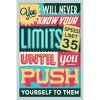 Ceduľa Motivačné tabuľky - Limits until you Push Vintage style 30cm x 20cm Plechová tabuľa