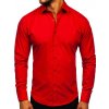 Červená pánska elegantná košeľa s dlhým rukávom BOLF 1703
