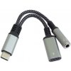 PremiumCord redukcia USB-C na jack 3,5 + USB-C s DAC chipom, 0,13m, sivá 8592220022891