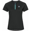 Dámske tričko Odlo, W AXALP TRAIL T-SHIRT CREW NECK S/S 1/2 ZIP čierna,biela,tyrkysová L