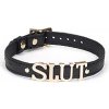 Liebe Seele Demons Kiss Black Leather Choker, kožený choker s písmenami slut