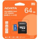 ADATA microSDXC 64GB UHS-I U1 + adapter AUSDX64GUICL10-RA1