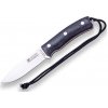 JOKER CM120-P BUSHCRAFTER outdoorový nôž 10,5 cm, čierna, Micarta, kožené puzdro, kresadlo, paracord