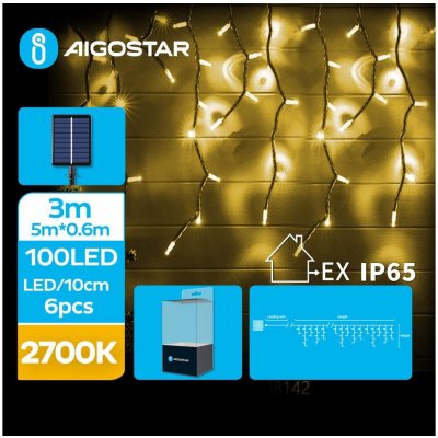Aigostar LED Solárna vianočná reťaz 100xLED 8 funkcií 8x0,6m IP65 teplá biela AI0436