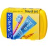 Curaprox Travel Set zubná kefka + CPS medzizubné kefky 2 ks + zubná pasta 10 ml darčeková sada, žltý