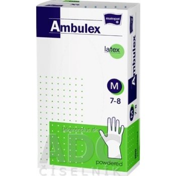 TORUNSKE ZAKLADY MATERIALOW OPATRUNKOVYCH S.A. Ambulex rukavice latexové jemne púdrované M 100ks