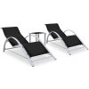 Lehátka 2 ks so stolíkom hliníkové čierne