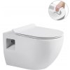 CERANO - Závesná WC misa Dure, Rimless + UF sedátko - biela lesklá - 51x35 cm