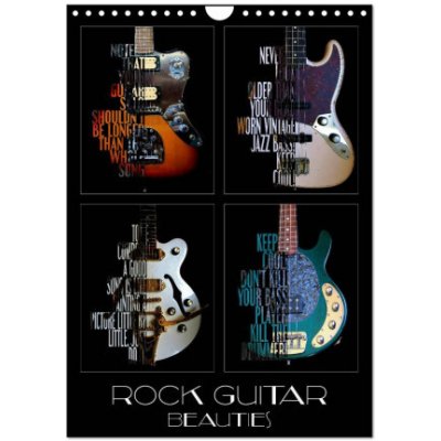 Rock Guitar Beauties Wall DIN A4 portrait, CALVENDO 12 Month Wall 2024
