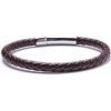 Nefertitis Pánsky hnedý kožený náramok spona farby striebra NF35888 - obvod cca 21 cm