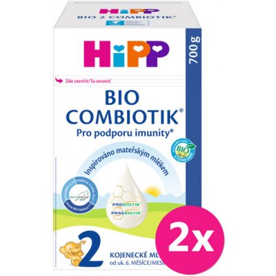2x HiPP 2 BIO Combiotik pokračovacia mliečna dojčenská výživa , od uk. 6. mesiace, 700 g