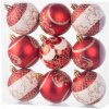 MagicHome Vianoce Gule MagicHome Vianoce, 9 ks, červené s ornamentom, na vianočný stromček, 6 cm