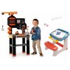 Set pracovný stôl s funkčným žeriavom Black&Decker Bricolo Builder a lavica Smoby na kreslenie s odkladacím priestorom a doplnkami