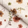 PVC obrus Hnedé kvety s ornamentami na bielom PV-210 - metráž š. 140 cm