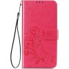Peňaženkové puzdro Embossing Pattern Štvorlístok ružové – Samsung Galaxy S22+ (S22 Plus)
