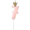 PartyDeco Sviečka narodeninová číslo 7, svetlo ružová, 9,5 cm