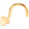 Šperky eshop - Piercing do nosa zo žltého 14K zlata - malé lesklé ploché srdiečko GG151.02