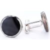 Stříbrné manžetové knoflíčky kulaté černé YABLOGLASS - Black Onyx