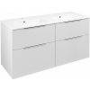Sapho CIRASA umývadlová skrinka s dvojitým umývadlom 121x66x46cm, biela lesk CR121-3030-21