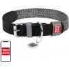Dog collar made of natural leather and recycled material with QR code Waudog size L, width 25 mm, black