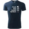 Stolný tenis - eat sleep - Pánske tričko Fantasy športové - XL ( Tmavomodrá (takmer čierna) )